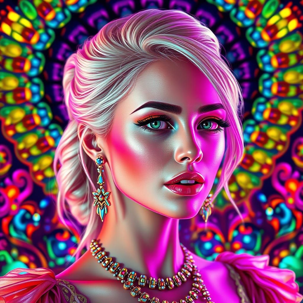 Luxurious Portrait of Paris Hilton in Vibrant, Opulent Style