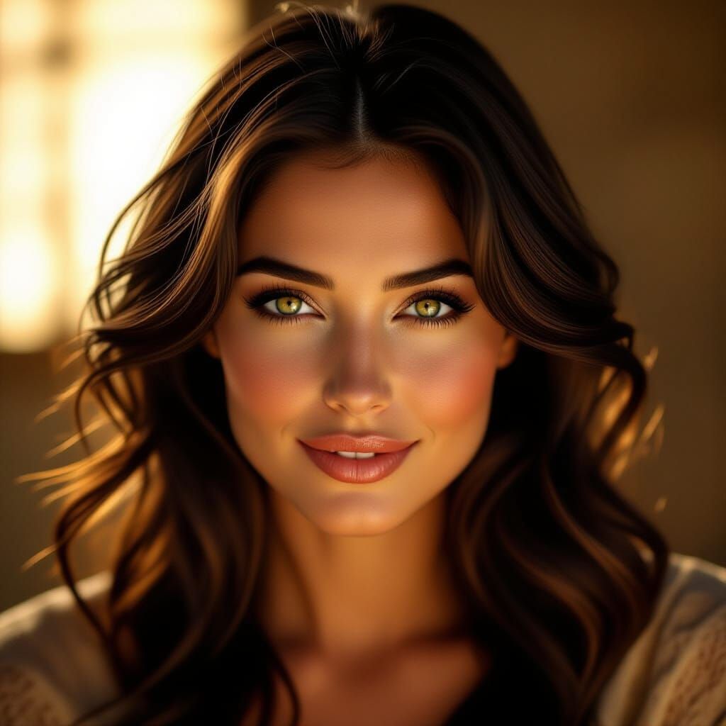 Enigmatic Woman with Piercing Eyes in Hollywood Style