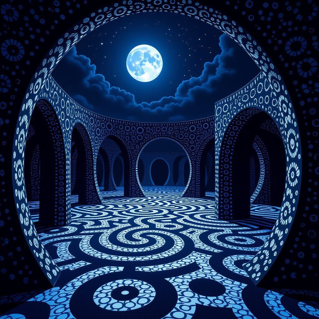 Baroque Labyrinth Under Moonlight, Shadow Play