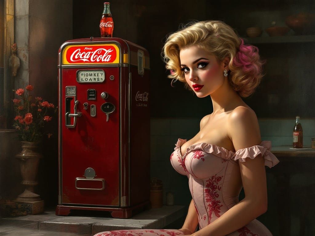 Pin-Up Woman in Retro Commercial Art Style