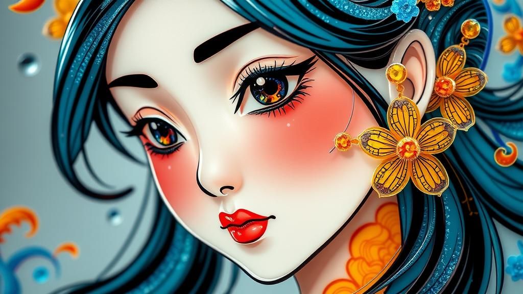 Anime Girl as Edo Kiriko Glass Art