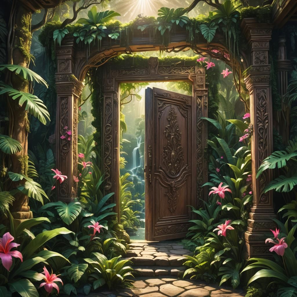 Paradise Door Revealed in Ornate Picture Frame