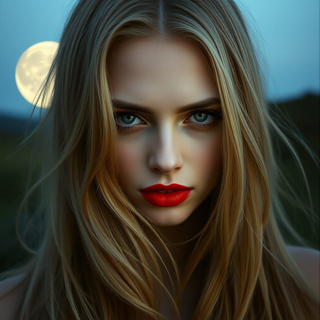 Goddess with Moonlit Double Exposure