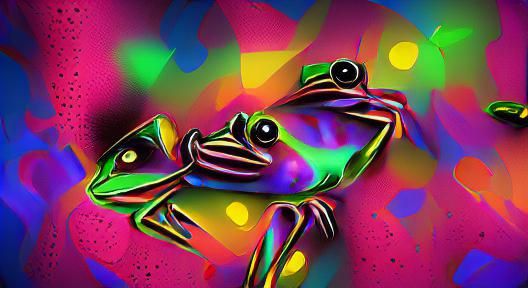 Psychedelic Neon Frog in Pop Art Style