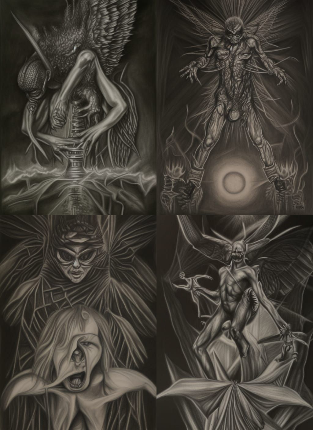 Hyperdetailed Charcoal Drawing of Beelzebub