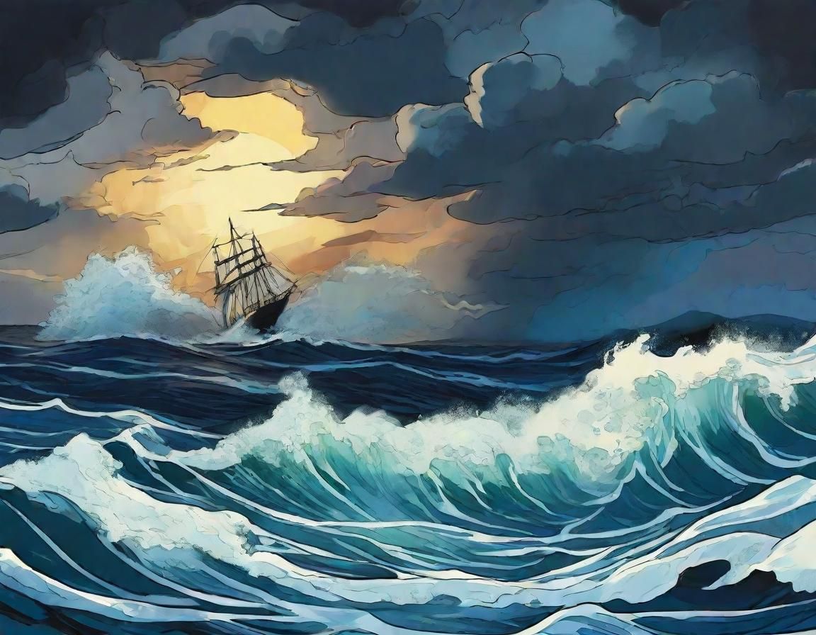 Dramatic Seascape in Verso Comic Style