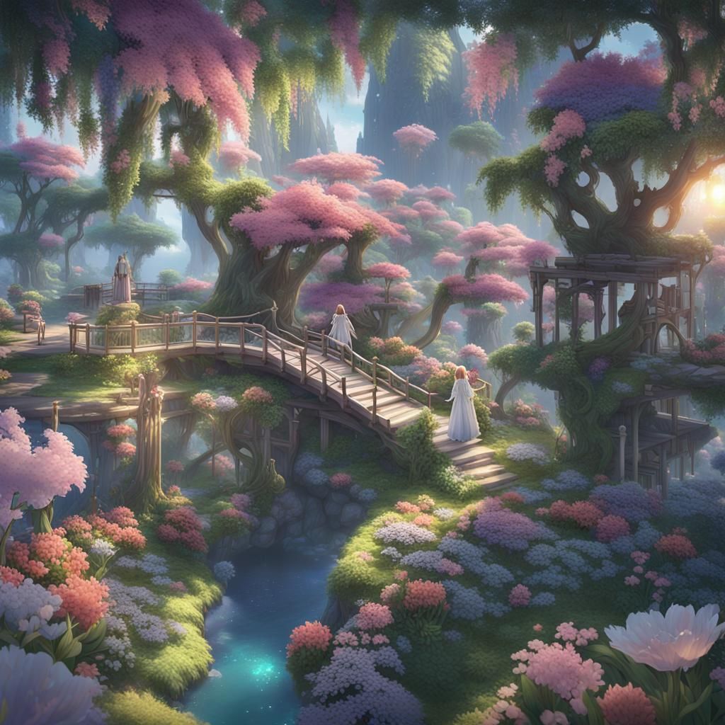 Utopian Anime Paradise: Colorful Fantasy Landscape