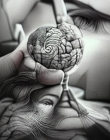 Interconnected Minds: 8K Abstract Stipple Artwork