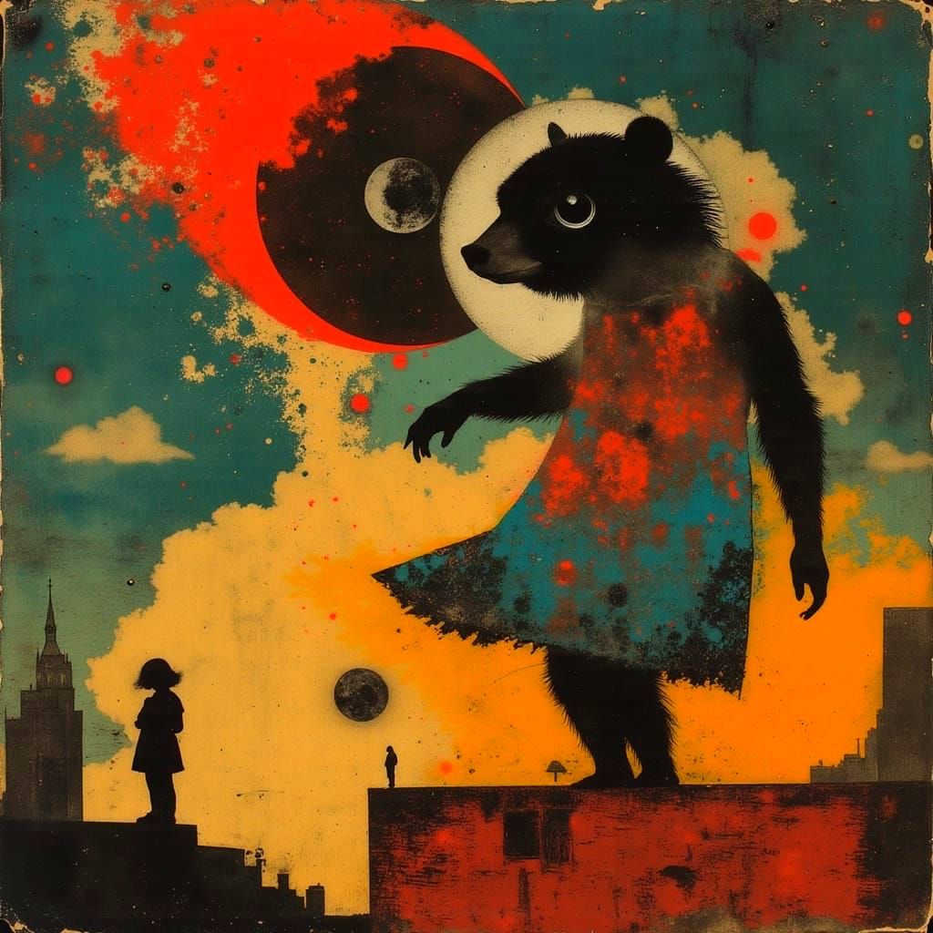 Vibrant Circus Sideshow in Geometric Style