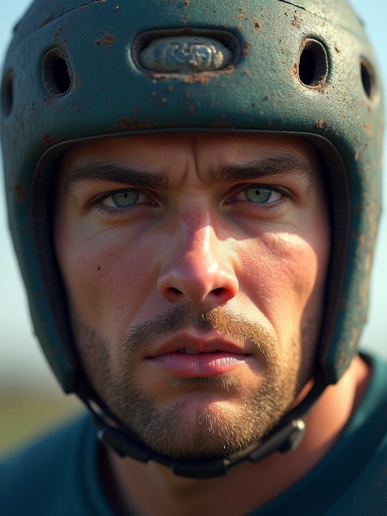 Rugby Player Portrait in Four Panels
