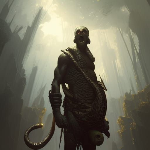 Eevil Snake Man in Dark Fantasy Style