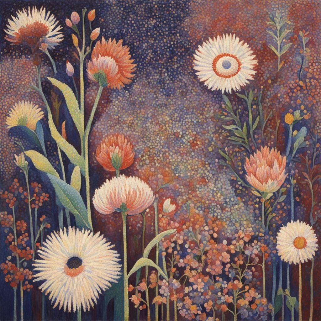 Pointillist Folk Art in Petitjean Style