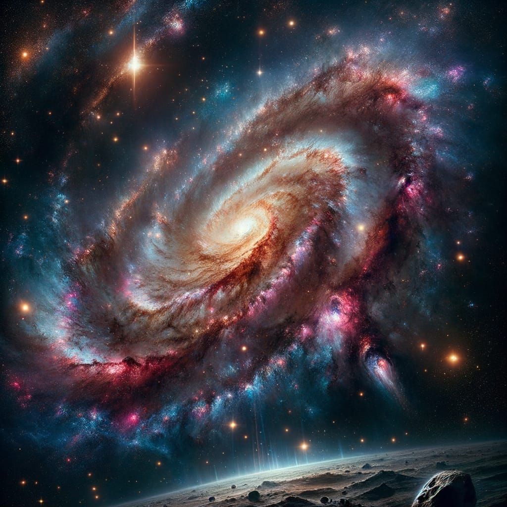 Spectacular Multi-Hued Galaxy in Outer Space