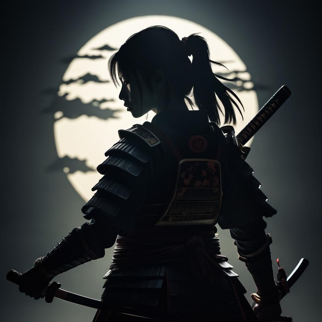 Elegant Female Samurai Silhouette