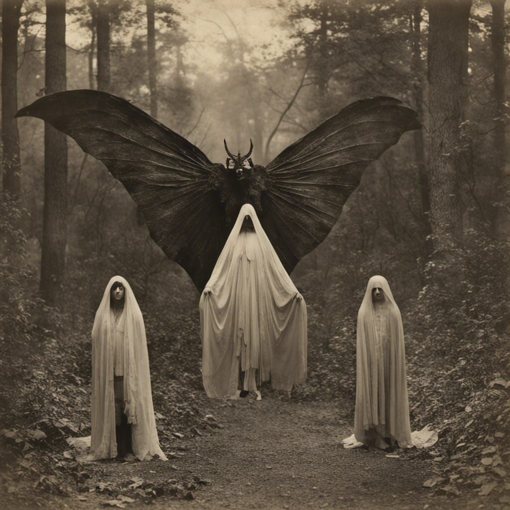 Haunting 19th Century Family Portrait with Mothman