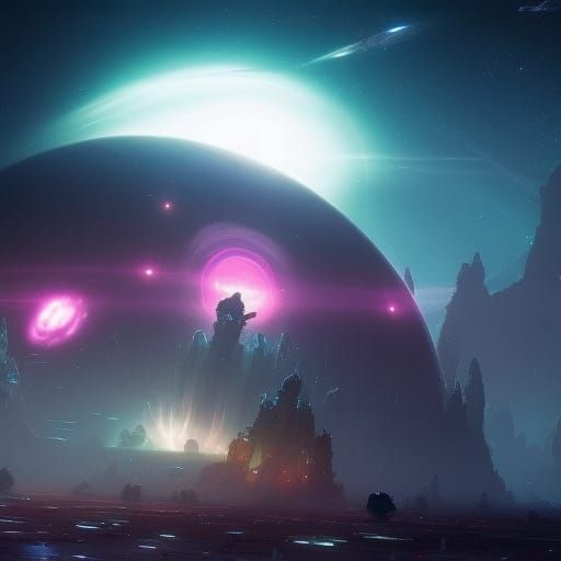 Colorful Alien Planets: Digital Art Masterpiece