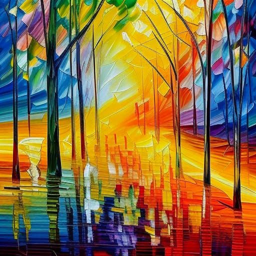 Colorful Expressionist Painting with Impasto Acrylic Texture