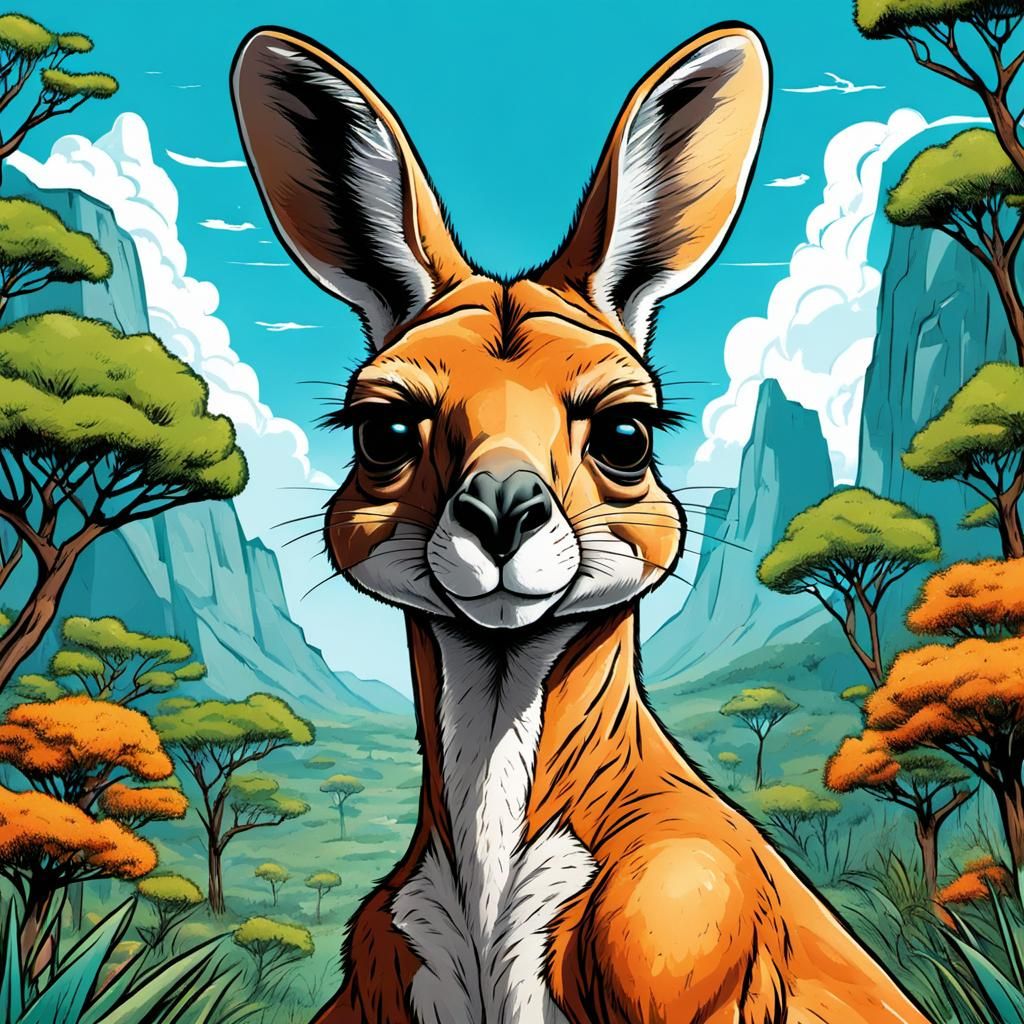 Maximalist Comic Art Kangaroo