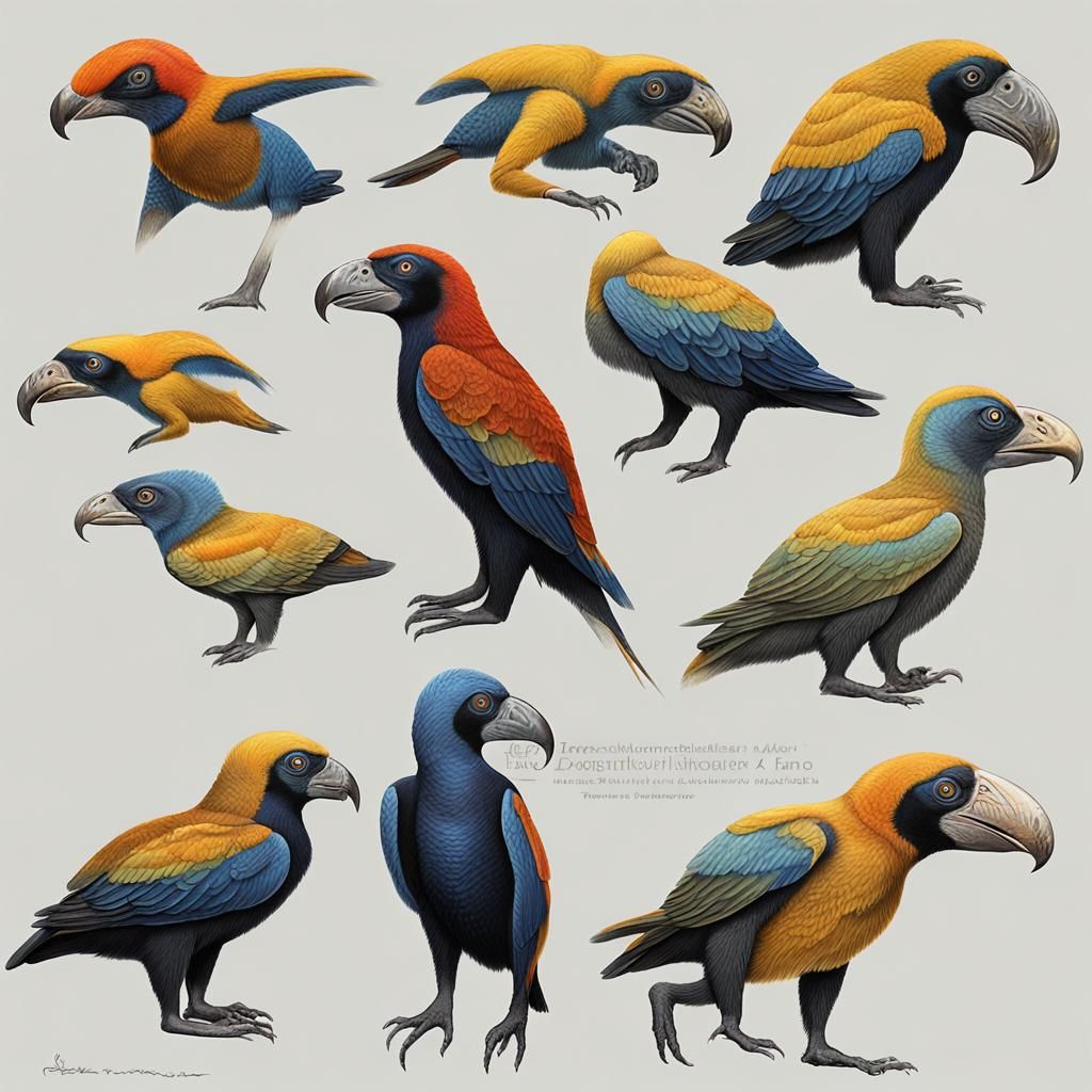 Exoplanet: Macaque-Penguin-Macaw Alien Specimen Illustration