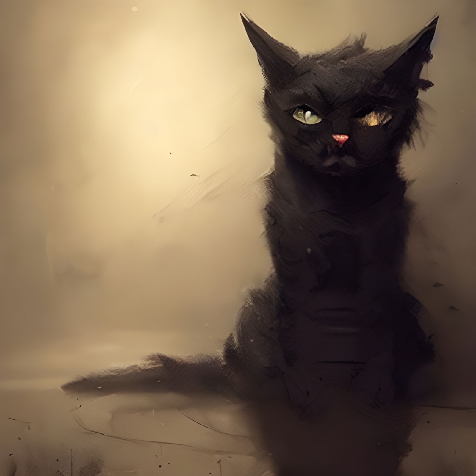 Sinister Cat Portrait in Digital Art Style