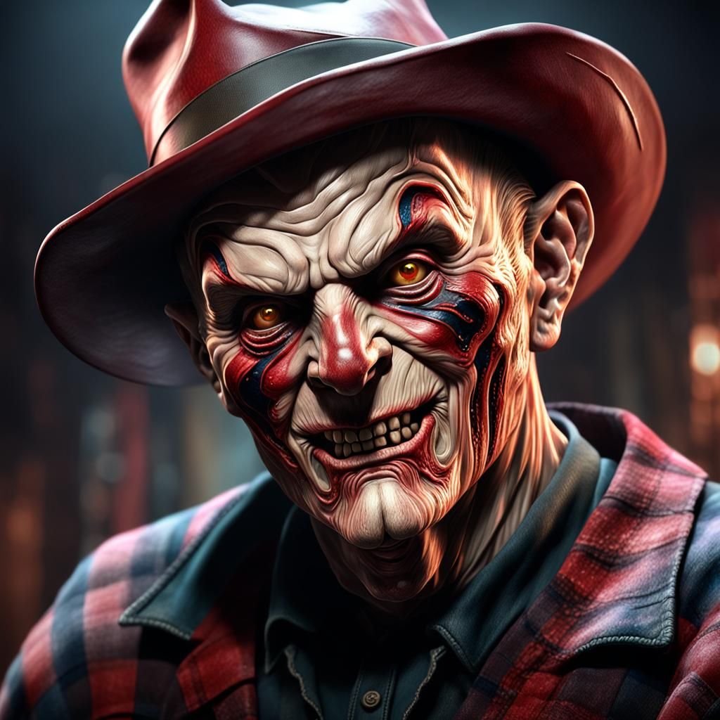 Satanic Porcelain Freddy Krueger Doll Portrait