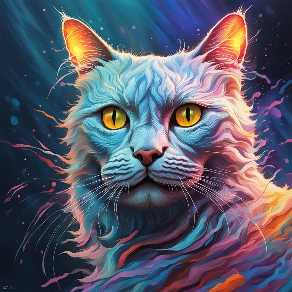 Hyperrealistic Ghost Cat Splash Art