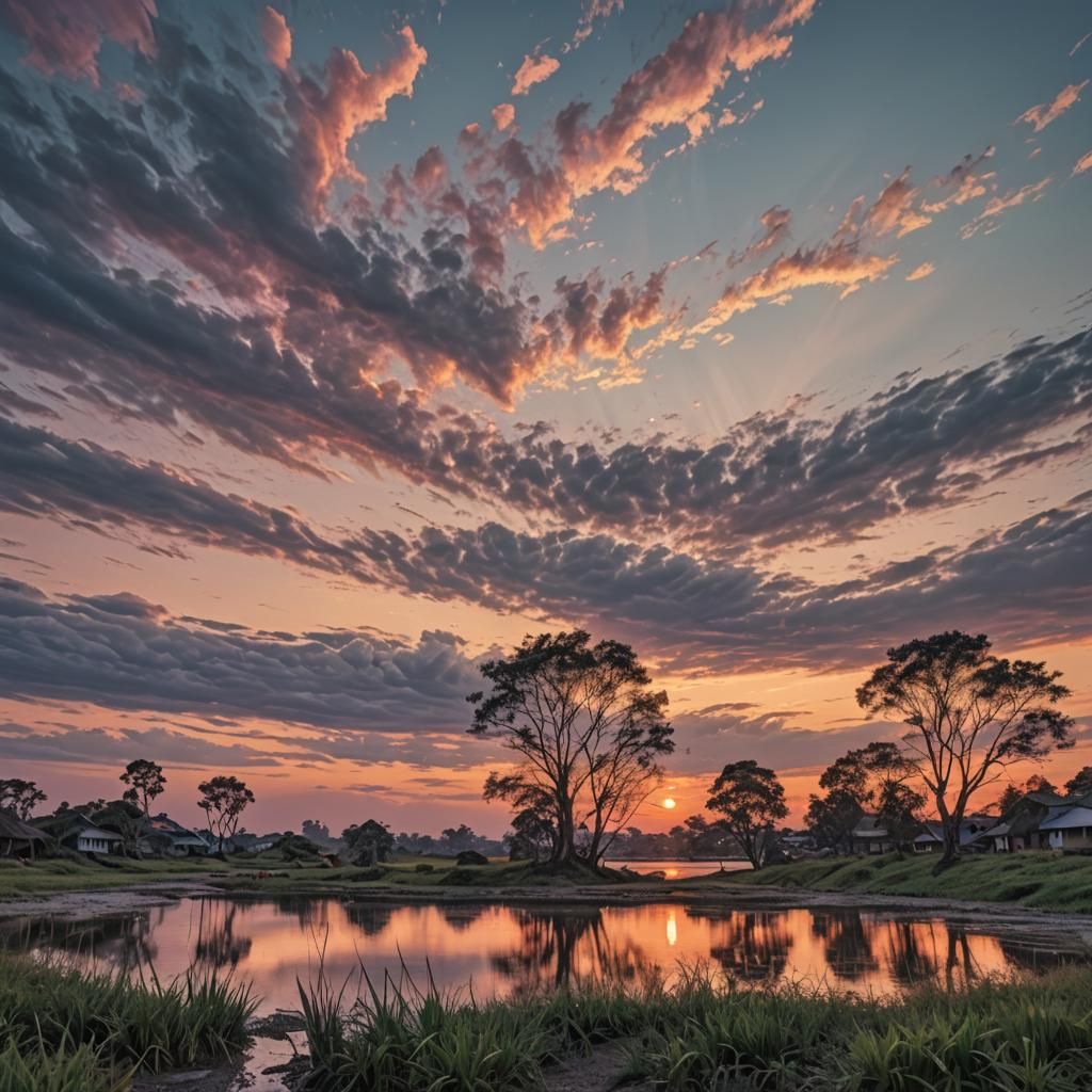 Hyperrealistic Pastel Sunset with Intricate Details