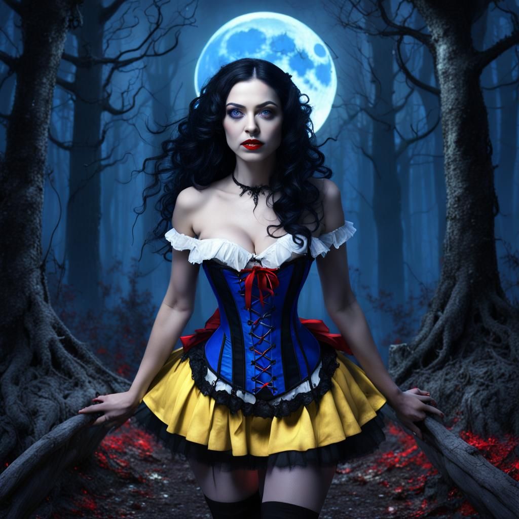 Snow White in Gothic Fashion, Dark Forest Scene