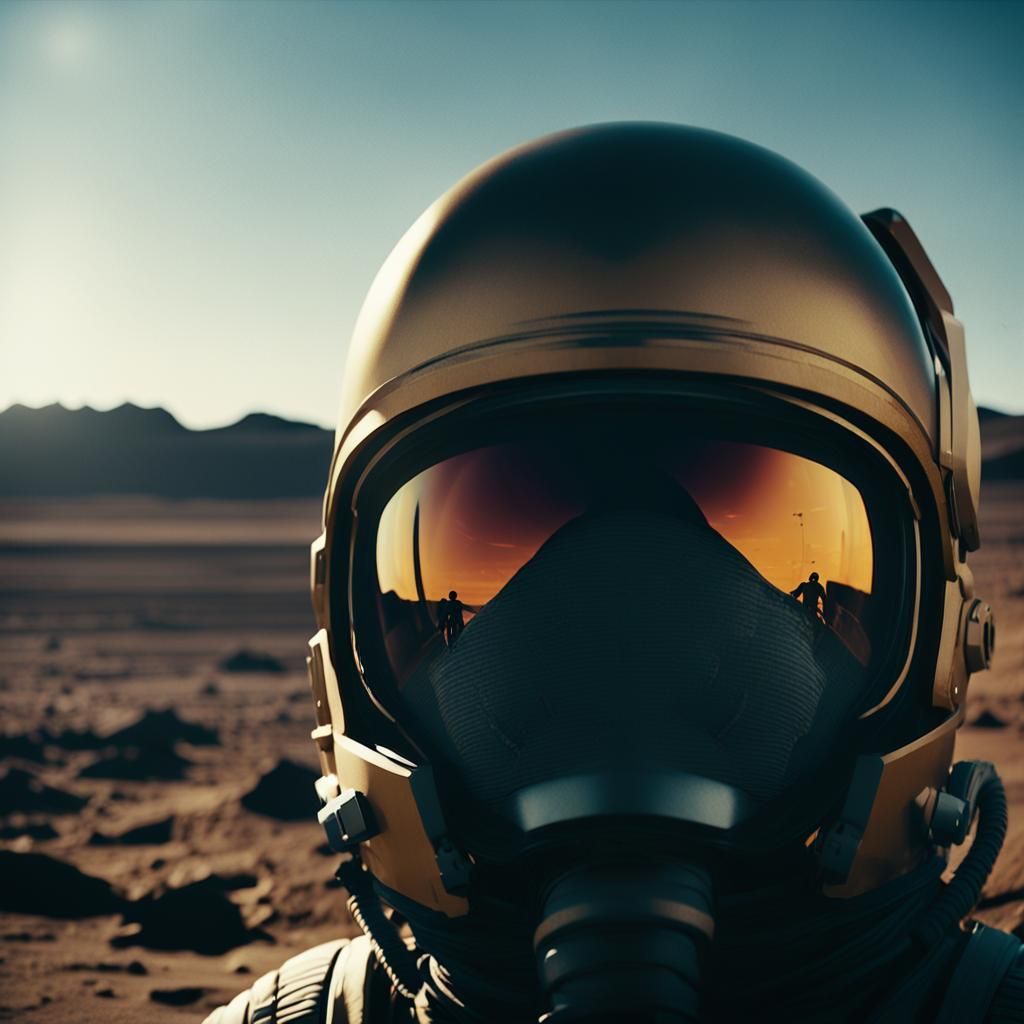 Astronaut on Alien Planet in Film Noir Style