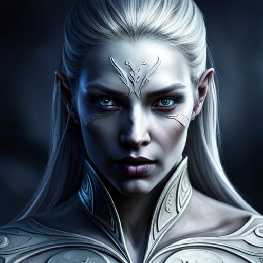 Hyperrealistic Drow Female Portrait in HDR