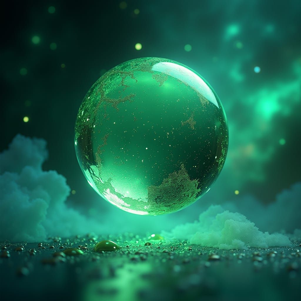 Emerald Orb in Celestial Dreamscape