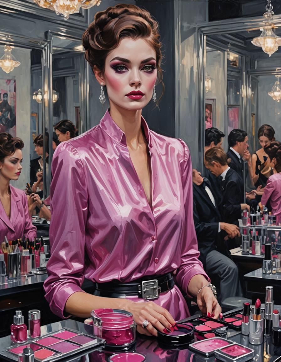 Glamorous Pink Makeup in Silver Modern City Style