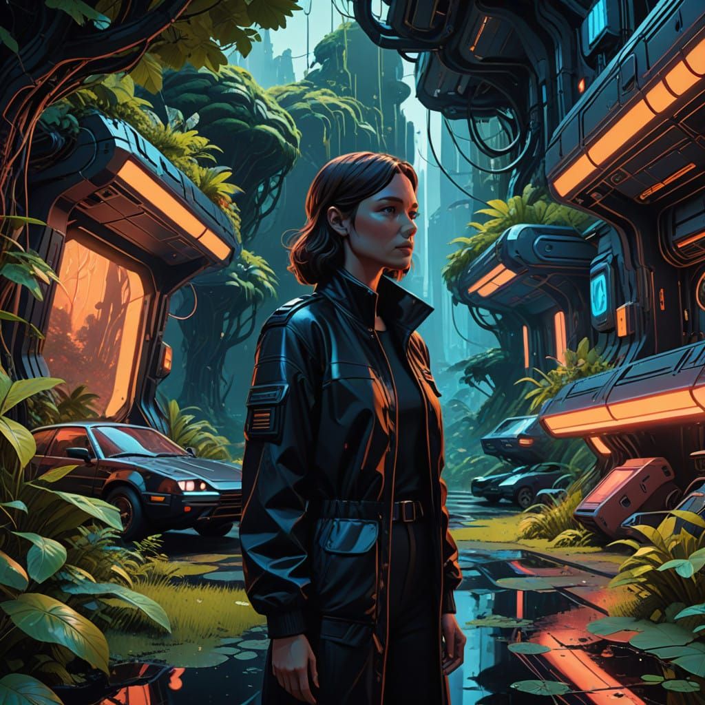 Surreal Supermodel in Whimsical Black and White Wonderland