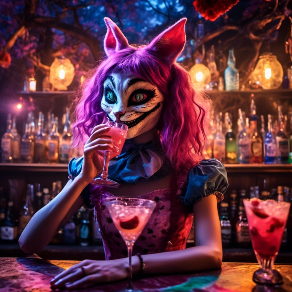 Alice in Wonderland Celebrates with Cheshire Cat