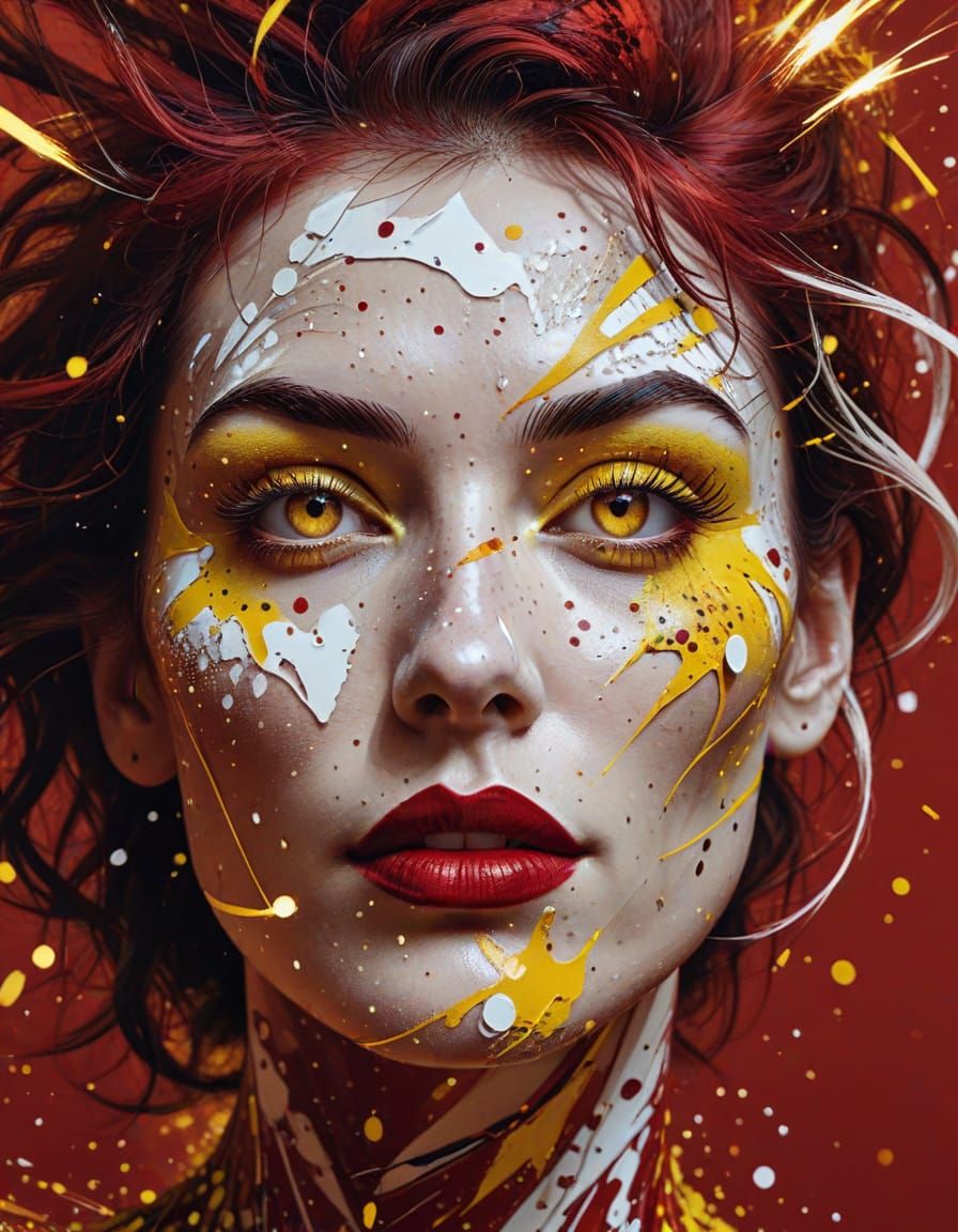 Abstract Woman's Face with Geometric Features