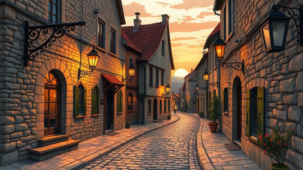 Town at sunrise