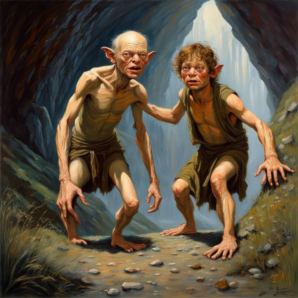Gollum and Frodo: Oil Painting Portrait