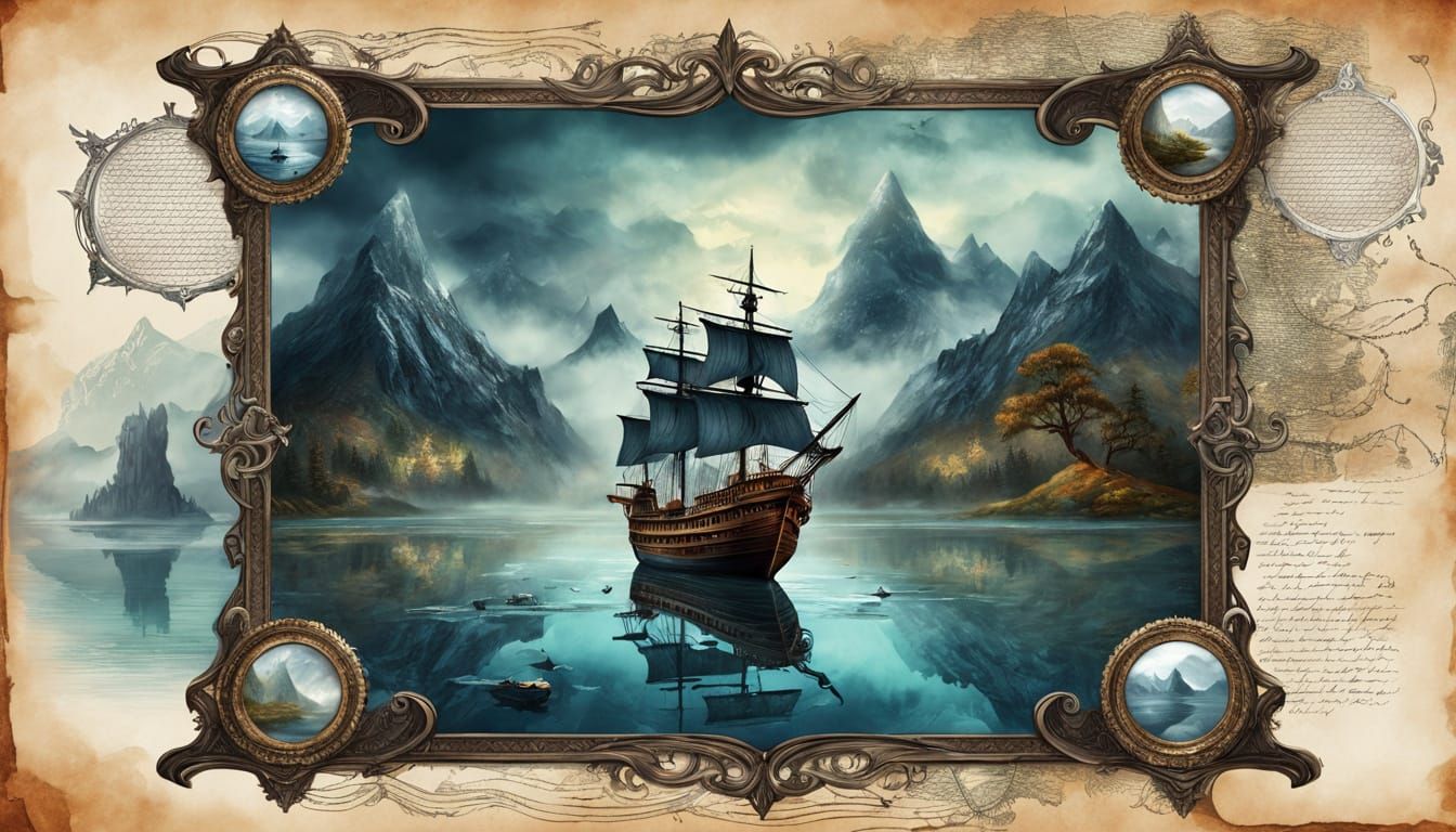 Ghostly Galleon Treasure Map in Ethereal Style