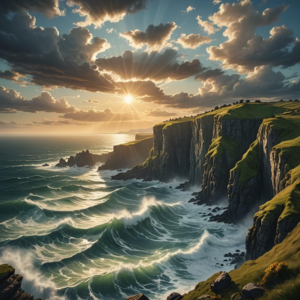 Dramatic Cliffs Overlook a Turbulent Sea