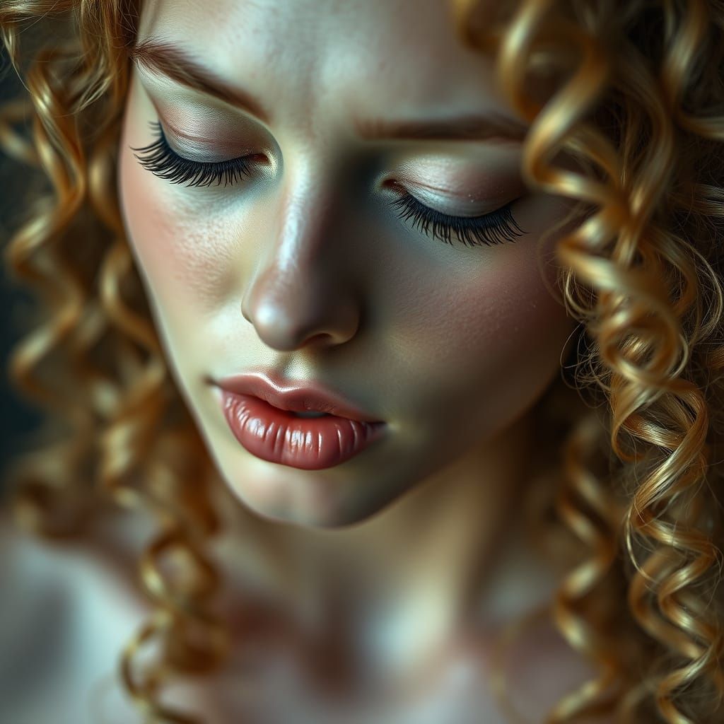 Sensual Woman in Ethereal Light, Inspired by Hyperrealism