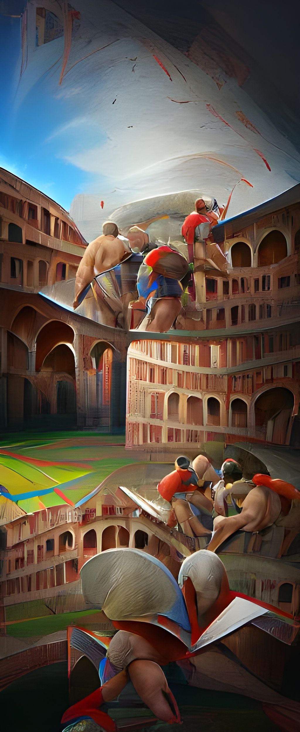 Gladiators Clash: A Detailed Perspective Painting