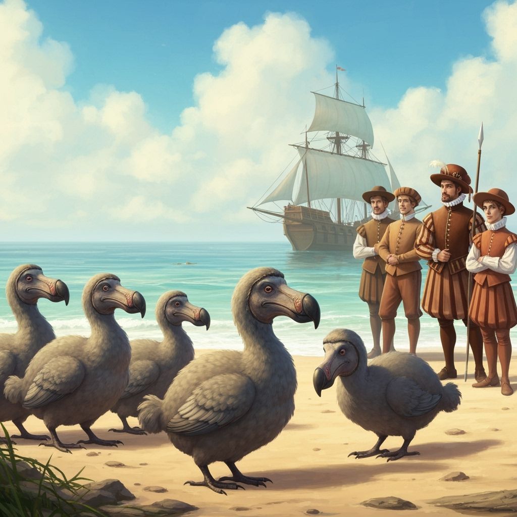Dutch Sailors Meet Dodo Birds on Tropical Beach