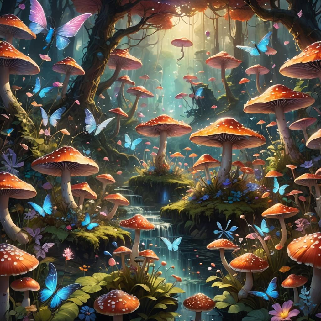 Luminous Fantasy World in Art Nouveau Style