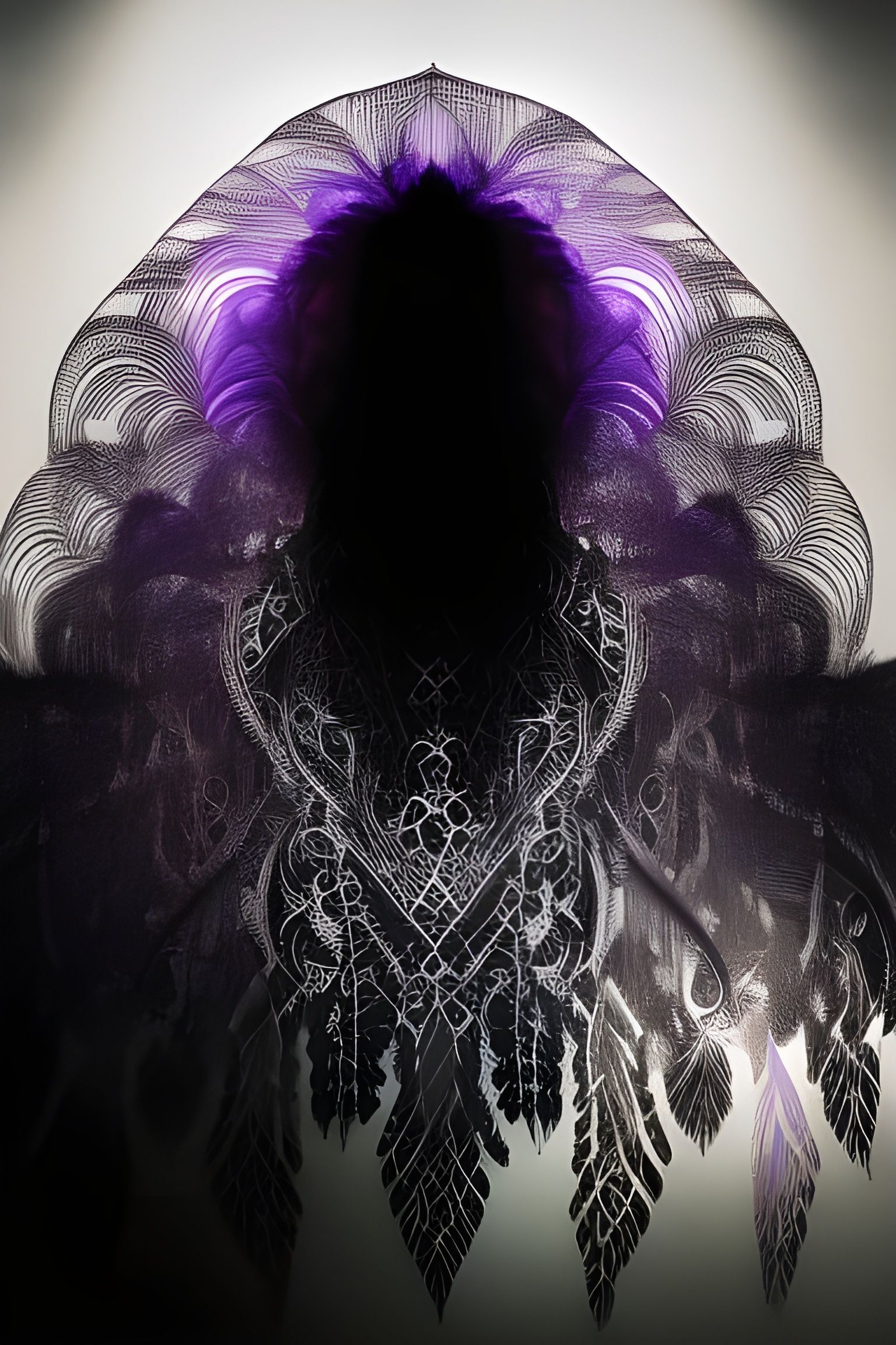 Mysterious Shadow Figure in Glowing Masquerade Mask