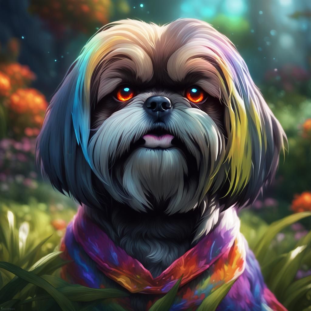 Terrifying Shih Tzu Crossbreed: Digital Art Portrait