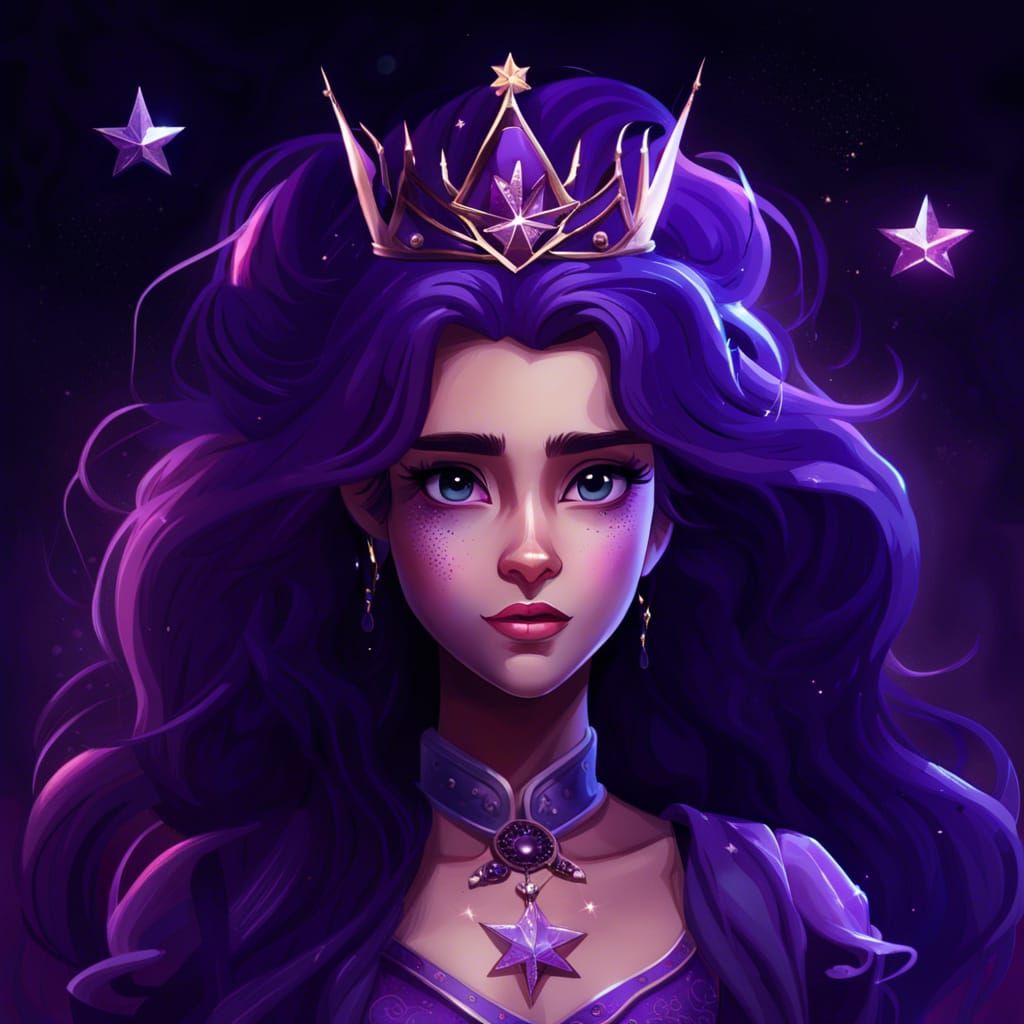 Elegant Purple Princess Spellcaster in Detailed Fantasy Art