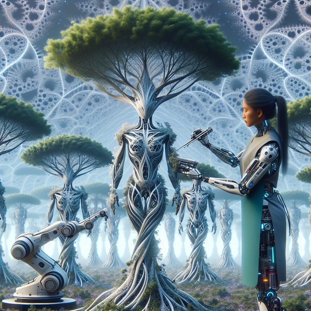 Cybernetic Imagineer Cultivating Fractal Trees