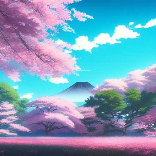 Stunning Japanese Sunset with Cherry Trees