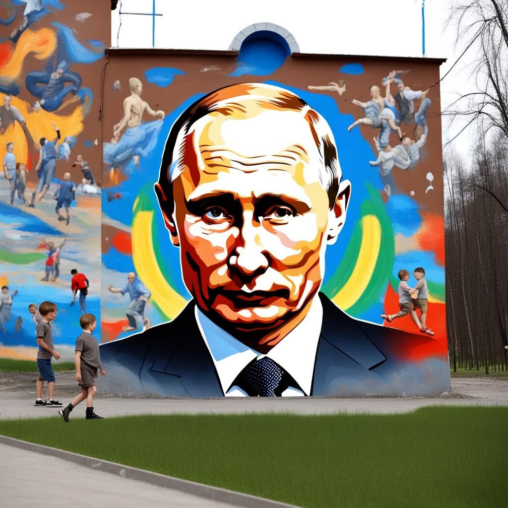 Putin Mural in Playground Setting