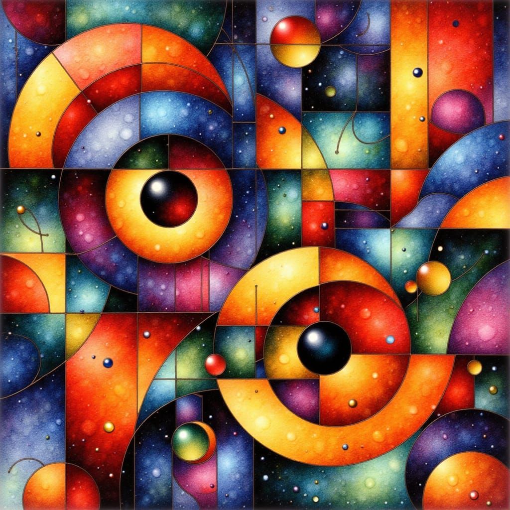 Geometric Harmony in Vibrant Abstraction